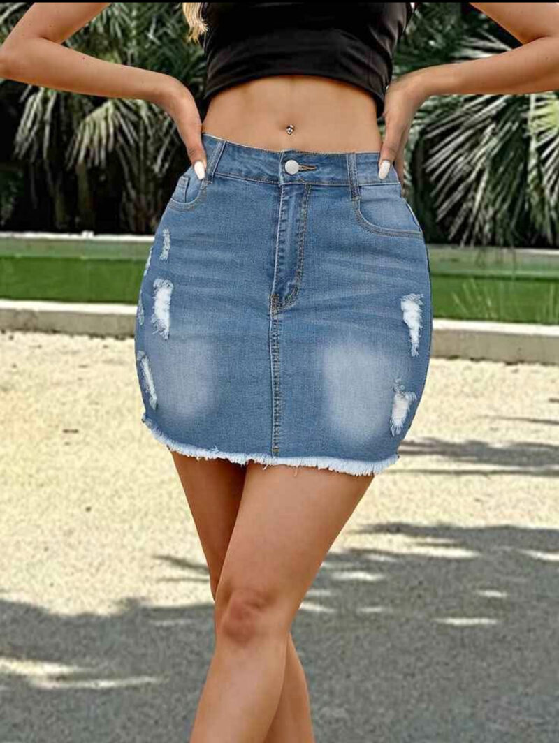 Women’s High-Waist Half-Body Denim Skirts - Image 9