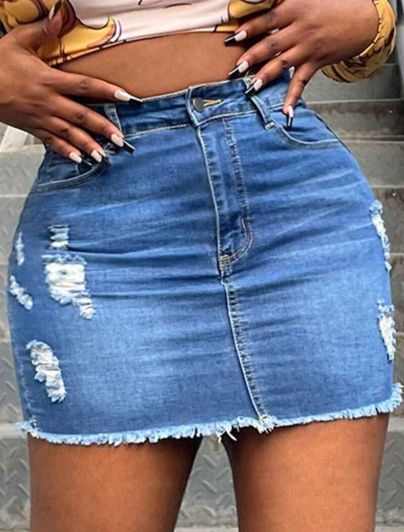 Women’s High-Waist Half-Body Denim Skirts - Image 8