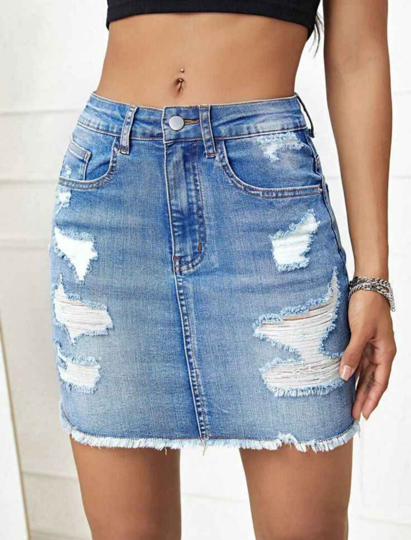 Women’s High-Waist Half-Body Denim Skirts - Image 4