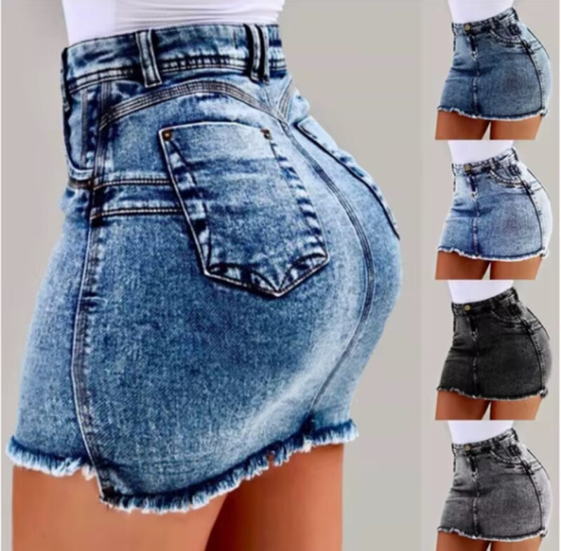 Women’s High-Waist Half-Body Denim Skirts