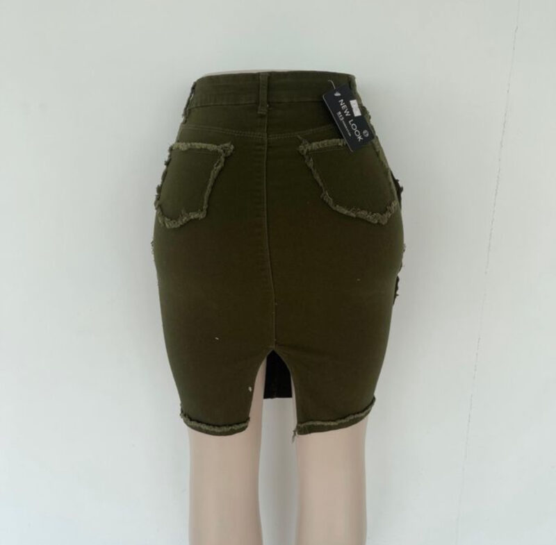 Ladies High Waisted Short Jean Skirts - Image 4