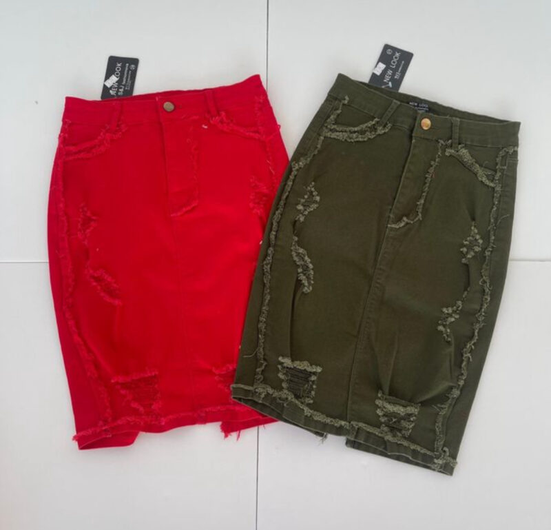 Ladies High Waisted Short Jean Skirts - Image 3