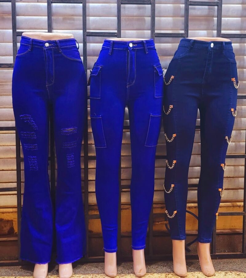 Ladies Designer Flared And Bell-Bottom Plus Size Elegant High-Waist Stretchy Flare Jean Pants/ Trousers - Image 2