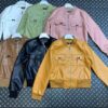 Ladies Trendy PU Zip-UP Long Sleeves & Multiple Pockets Leather Jackets