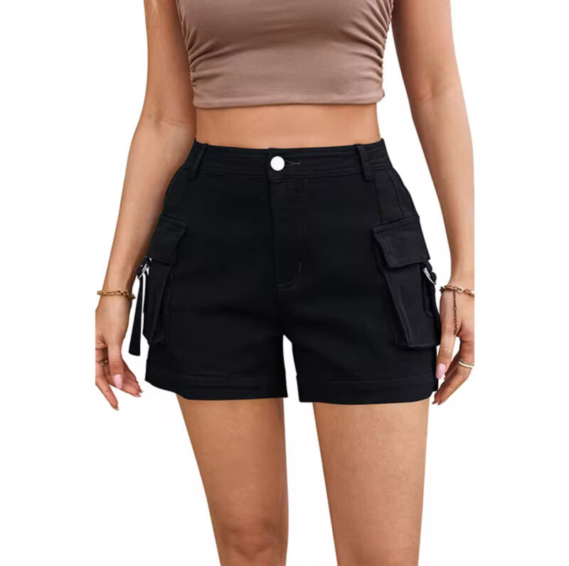 Women’s Pockets Cargo Shorts High Waist Street Wear Cargo Sweat Shorts Casual Short Pants For Ladies - Image 4