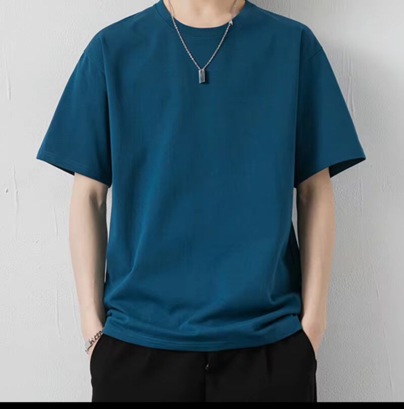 High Quality Short-Sleeved Men’s 100% Cotton Casual Oversized Round Neck Streetwear T-shirts For Men - Image 3