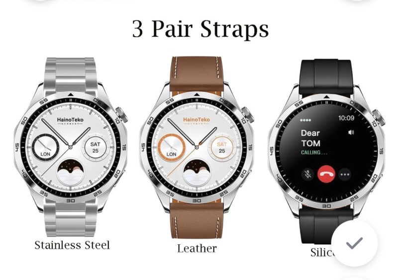 Haino Teko Germany GT4 RW-44 AMOLED Smart Watch With 3 Straps - Image 4