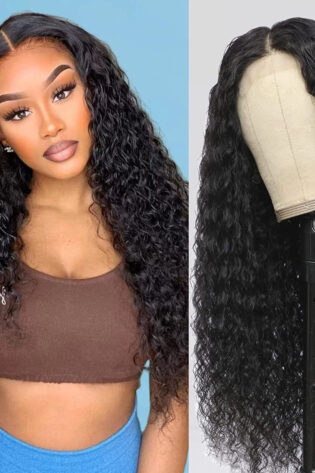 28-Inch Water Water Wave Lace Front Wigs Human 4x4 Lace Closure Wigs Human Hair Wigs
