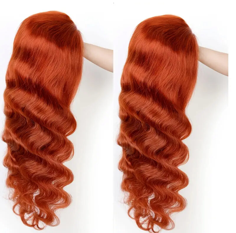350 Ginger Orange Human Hair Wig 20-Inch Body Wave Pre Plucked With Baby Hair Lace Front Wigs 13x4 Ear To Ear Lace Body Wave Lace Wigs 180% Density Ginger Orange Free Part Lace Frontal Wigs For Women - Image 4