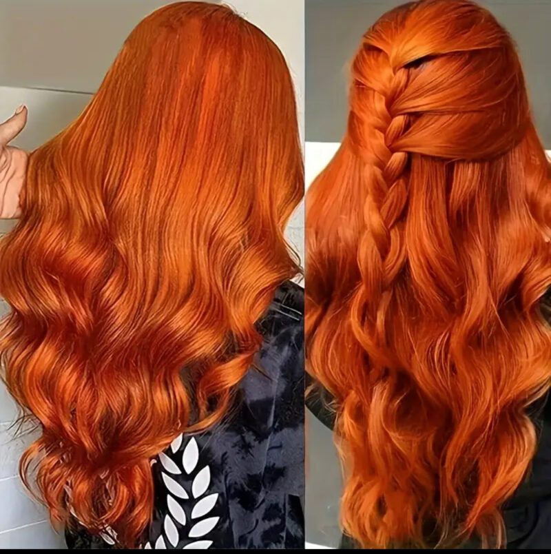 350 Ginger Orange Human Hair Wig 20-Inch Body Wave Pre Plucked With Baby Hair Lace Front Wigs 13x4 Ear To Ear Lace Body Wave Lace Wigs 180% Density Ginger Orange Free Part Lace Frontal Wigs For Women - Image 5