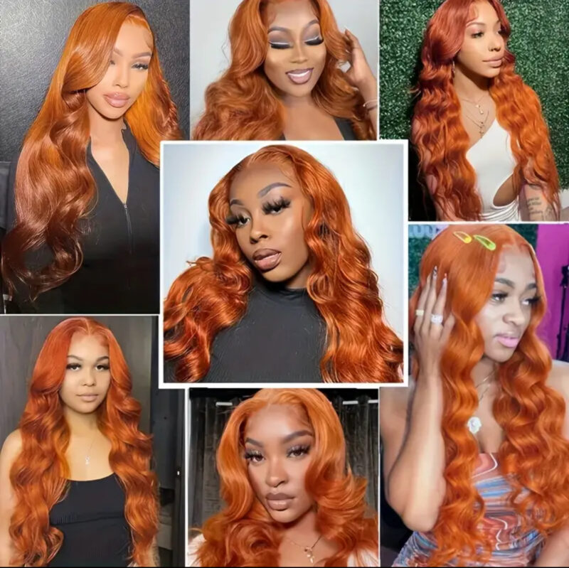 350 Ginger Orange Human Hair Wig 20-Inch Body Wave Pre Plucked With Baby Hair Lace Front Wigs 13x4 Ear To Ear Lace Body Wave Lace Wigs 180% Density Ginger Orange Free Part Lace Frontal Wigs For Women - Image 6