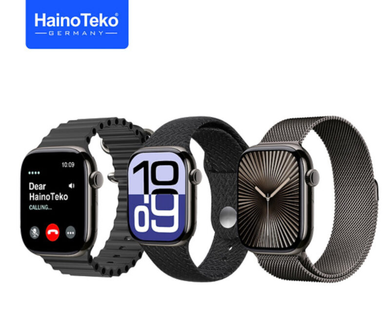 Haino Teko Germany Series 10 SQ-13 Jet Black Smart Watch With Large Screen AMOLED Display AI Voice Assistant 3 Pairs Straps And Charging Cable Designed For Ladies And Gents - Image 3
