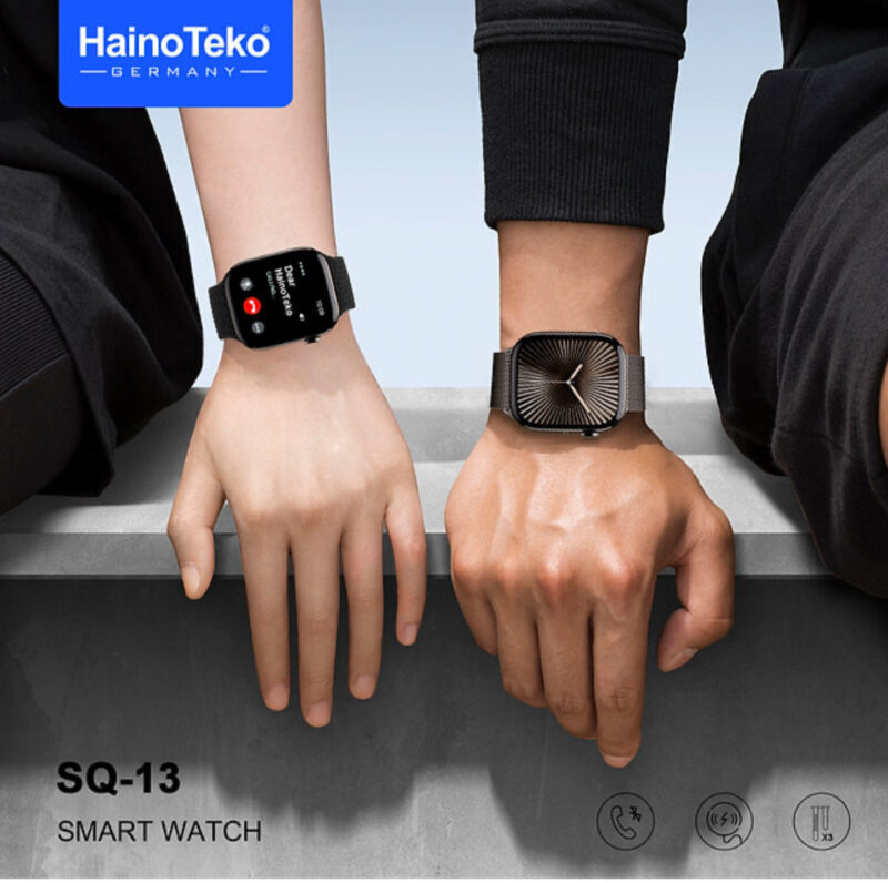 Haino Teko Germany Series 10 SQ-13 Jet Black Smart Watch With Large Screen AMOLED Display AI Voice Assistant 3 Pairs Straps And Charging Cable Designed For Ladies And Gents - Image 2