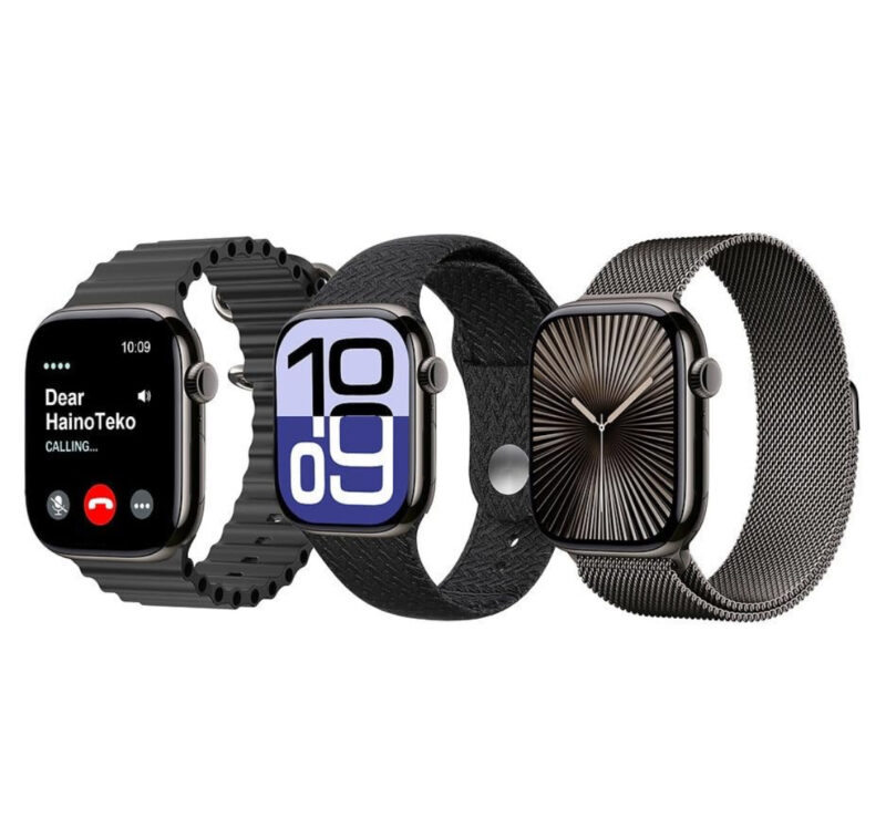 Haino Teko Germany Series 10 SQ-13 Jet Black Smart Watch With Large Screen AMOLED Display AI Voice Assistant 3 Pairs Straps And Charging Cable Designed For Ladies And Gents