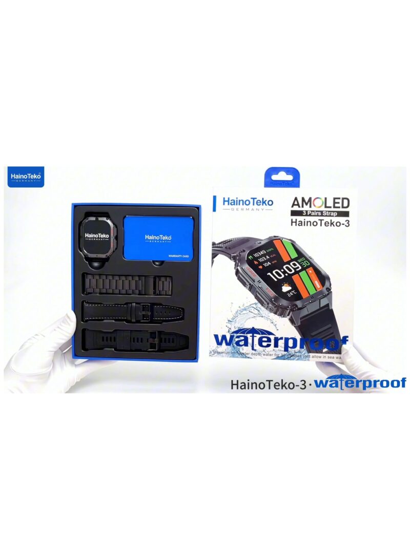 Haino Teko Germany Haino Teko-3 AMOLED Display Waterproof Smart Watch With 3 Pair Straps - Image 8