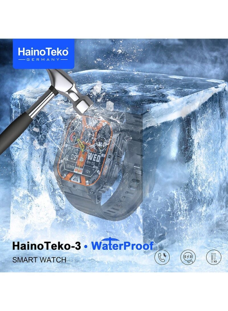 Haino Teko Germany Haino Teko-3 AMOLED Display Waterproof Smart Watch With 3 Pair Straps - Image 2