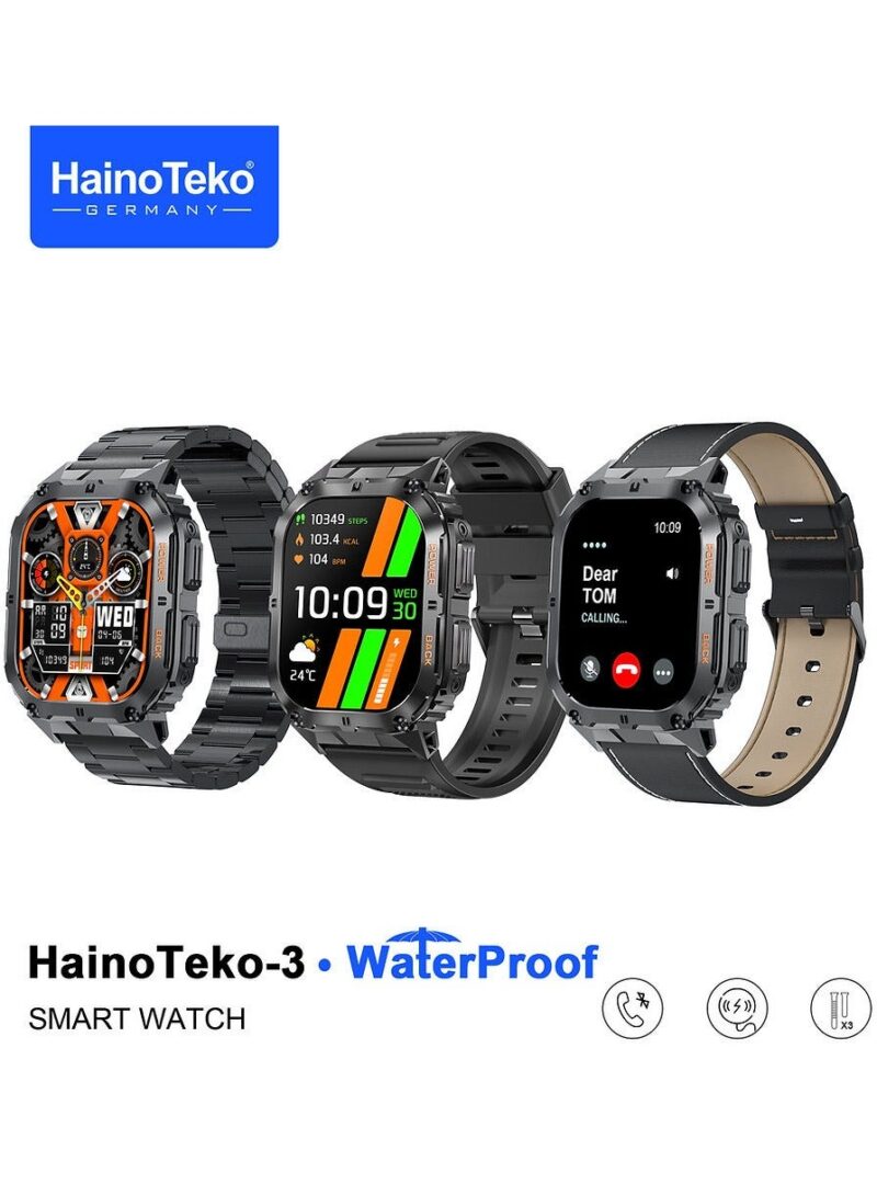Haino Teko Germany Haino Teko-3 AMOLED Display Waterproof Smart Watch With 3 Pair Straps - Image 10