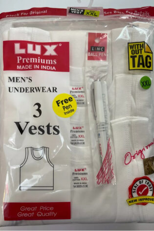 Lux Premium Men’s Best 100% Cotton Underwear White Pack Of 3 , Free Pen Included