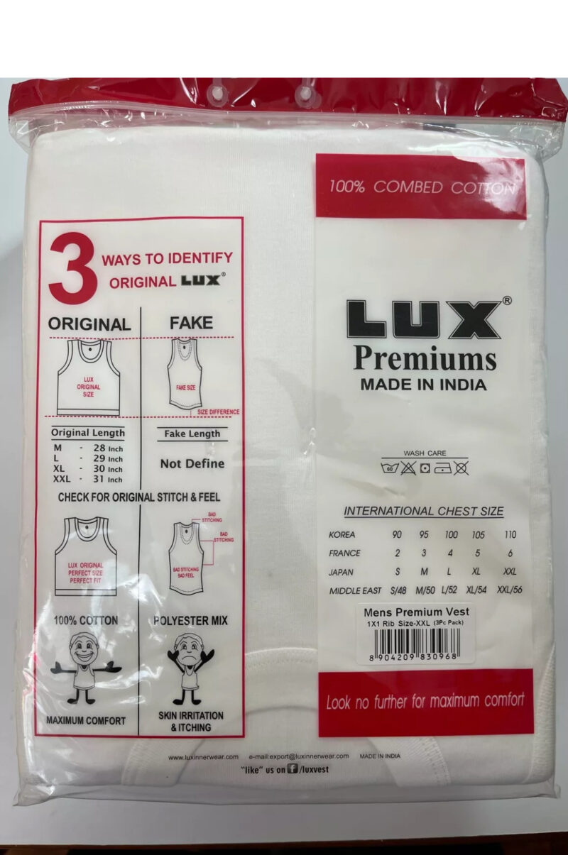 Lux Premium Men’s Best 100% Cotton Underwear White Pack Of 3 , Free Pen Included - Image 2