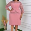 Women Round Neck Mini Dress Office Casual Evening Party Dress