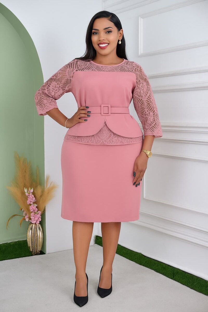 Women Round Neck Mini Dress Office Casual Evening Party Dress