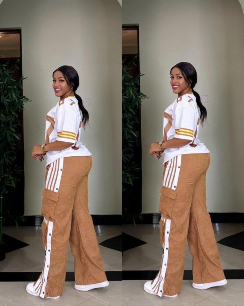 2PC Ladies Oversize Baggy T-Shirt & Cargo Pants - Image 7
