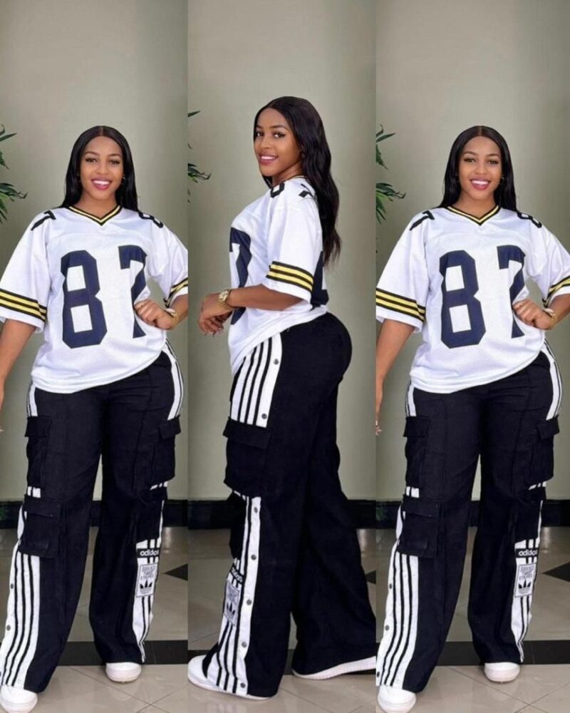 2PC Ladies Oversize Baggy T-Shirt & Cargo Pants - Image 6