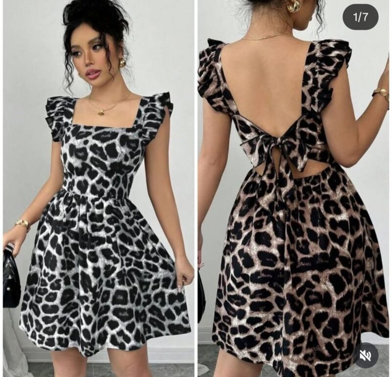 Leopard Print Backless Bodycon Cami Dress - Sexy Sleeveless Spaghetti Strap Dress - Polyester - For Spring & Summer - For Women - Perfect for Parties & Night Out - Image 6