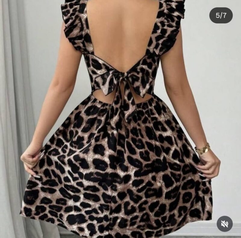 Leopard Print Backless Bodycon Cami Dress - Sexy Sleeveless Spaghetti Strap Dress - Polyester - For Spring & Summer - For Women - Perfect for Parties & Night Out - Image 5