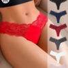 7pcs Women'S Seamless G-String Panties - Sexy Low-Rise Hollow-Out Lace Underwear, Solid Color, Comfortable & Stylish for Casual Attire, Sexy Panties, Comfortable Lingerie, Feminine Touch Underwear, Durable Lingerie