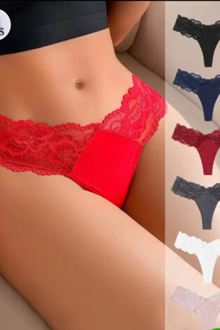 7pcs Women'S Seamless G-String Panties - Sexy Low-Rise Hollow-Out Lace Underwear, Solid Color, Comfortable & Stylish for Casual Attire, Sexy Panties, Comfortable Lingerie, Feminine Touch Underwear, Durable Lingerie