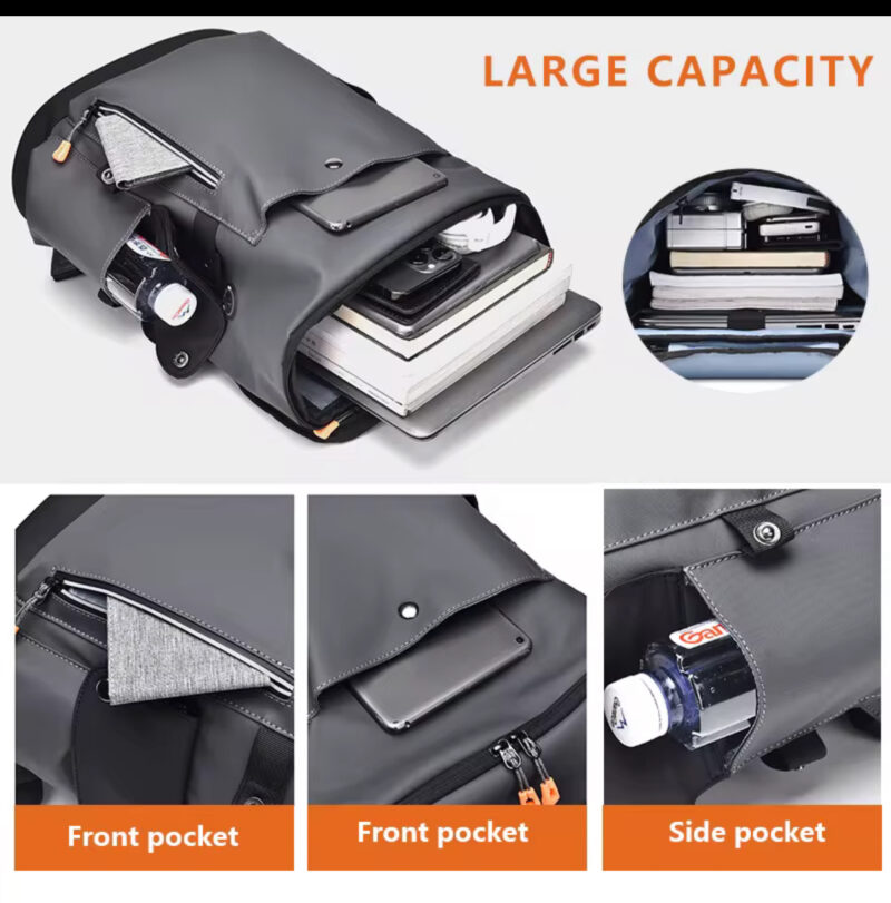 Men's Large Capacity High Quality Backpack - Heavy-Duty Laptop Bag with 15.6" Tablet/Laptop Compartment, Adjustable Shoulder Straps, Zippered Front Pocket - Durable Carry-On for Business, Travel, School, Everyday Commute - Minimalist Professional Backpack (Black/Office Color Options), Work Bag, Modern Aesthetic, Study Construction, College Students - Image 9