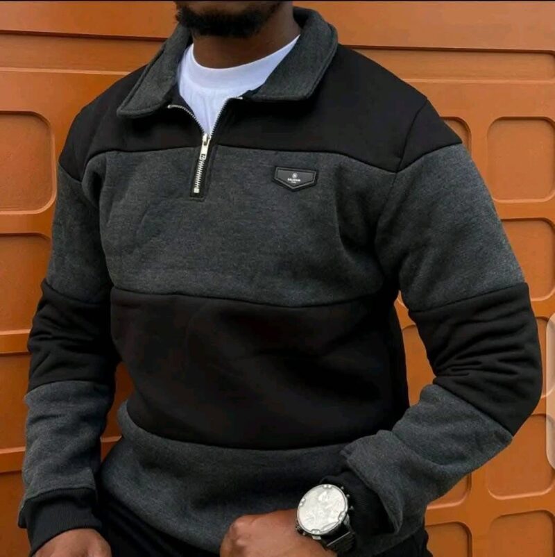Men's Quarter Zip Up Pullover Long Sleeve Casual Polo Sweatshirt Slim Fit Mock Neck Sweaters - Image 2