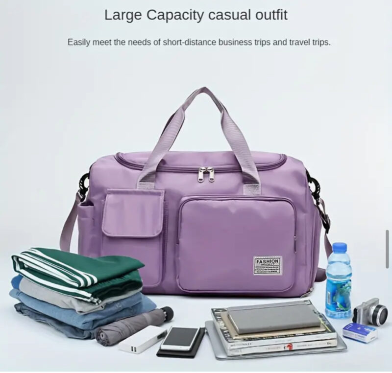 Unisex Large Capacity Travel Gym Bag with Shoe Compartment & Dry-Wet Separation - Durable Nylon Sports Duffel for Women/Men, Casual Commute, Sports, Student Essentials, Sports Equipment Carrier | Modern Luggage Design | Functional Organizer Pockets, Sports Bag - Image 8