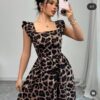 Leopard Print Backless Bodycon Cami Dress - Sexy Sleeveless Spaghetti Strap Dress - Polyester - For Spring & Summer - For Women - Perfect for Parties & Night Out